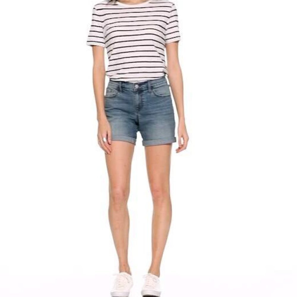 Old Navy Womens Size 0 Regular Skinny Midi Denim Short Dunbar Medium Wash Cuffed